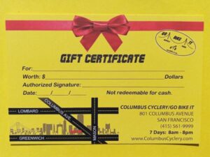 Gift Certificate Columbus Cyclery